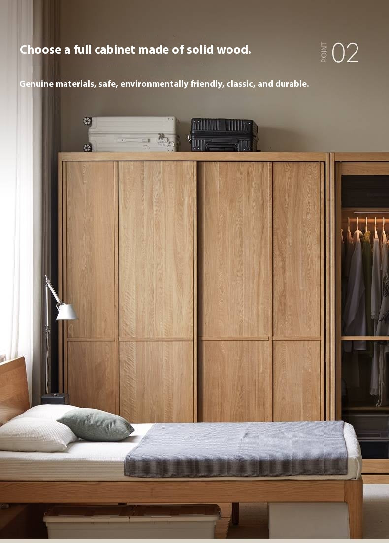 Oak Solid Wood Modern Double Door Wardrobe