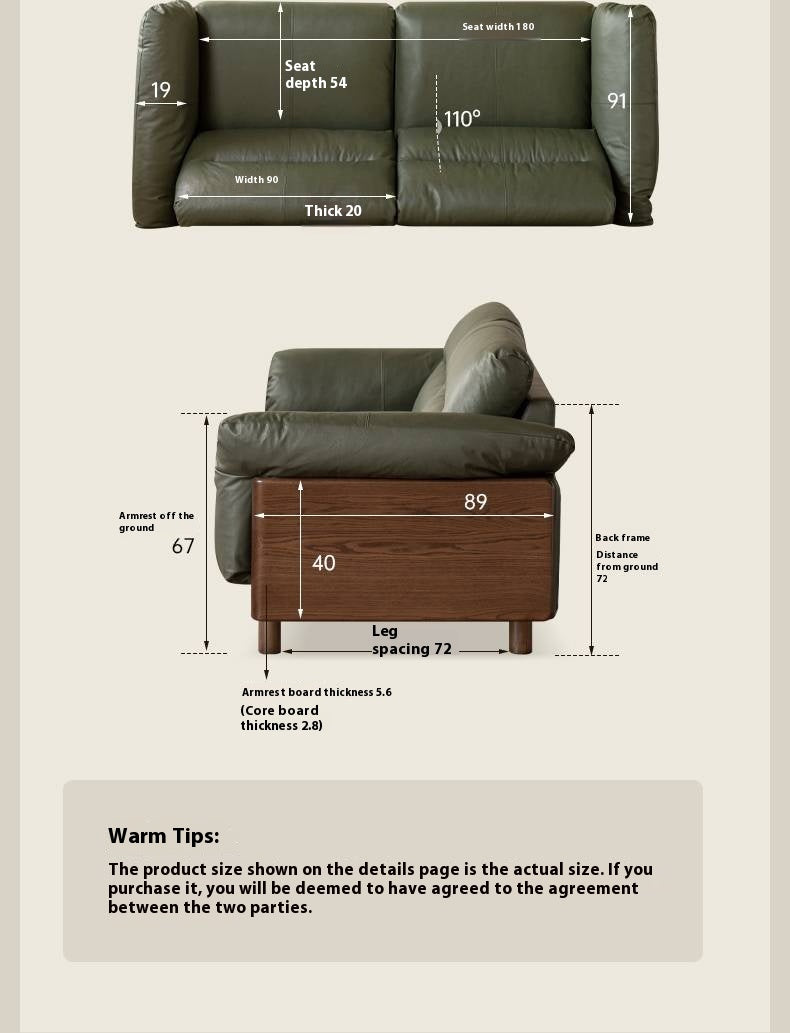 Black Walnut, Oak Solid Wood Sofa Genuine Leather, fabrics