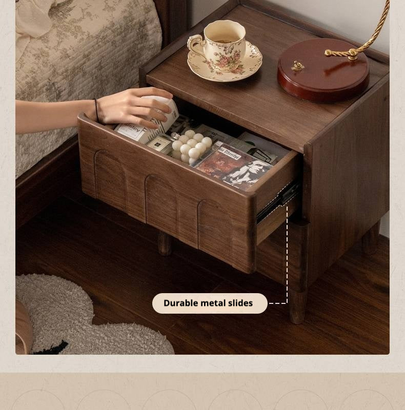 Black Walnut, Poplar, Sandalwood Solid Wood Modern Simple Nightstand.