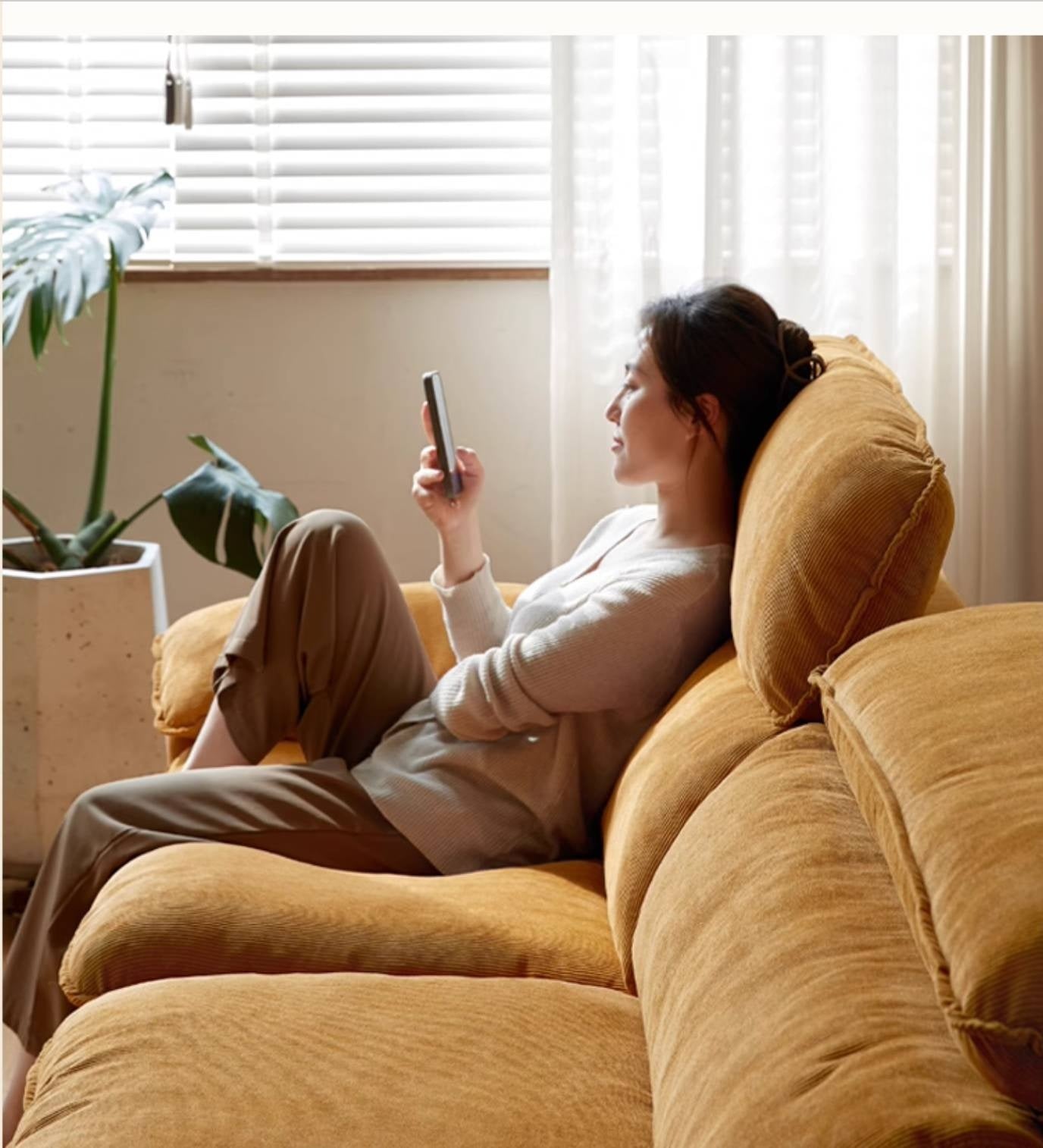 High-Back Corduroy Fabric Sofa with Removable Cover