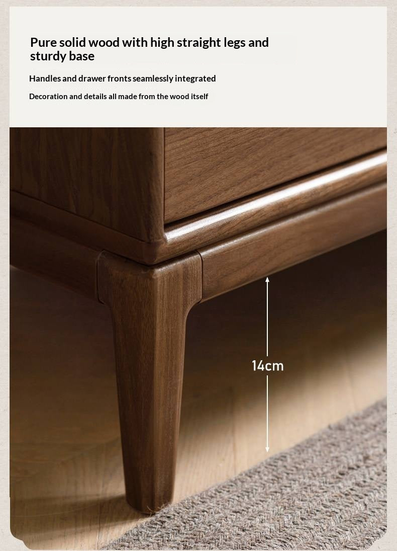 Ash Solid Wood Storage Cabinet Against the Wall