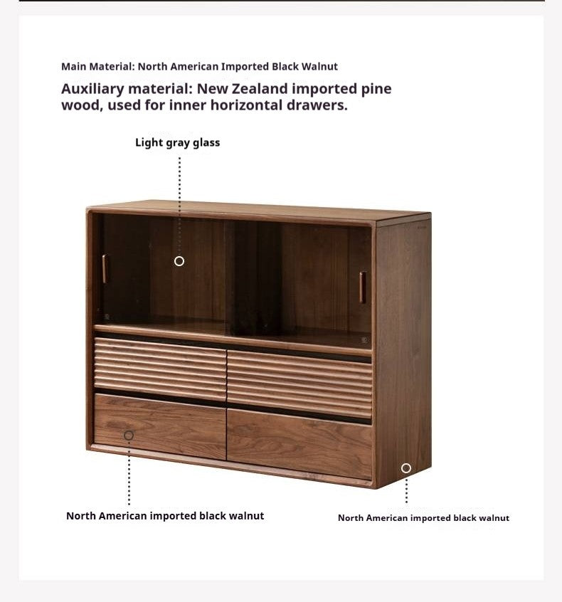 Black Walnut Solid Wood Italian Light Luxury Bookcase