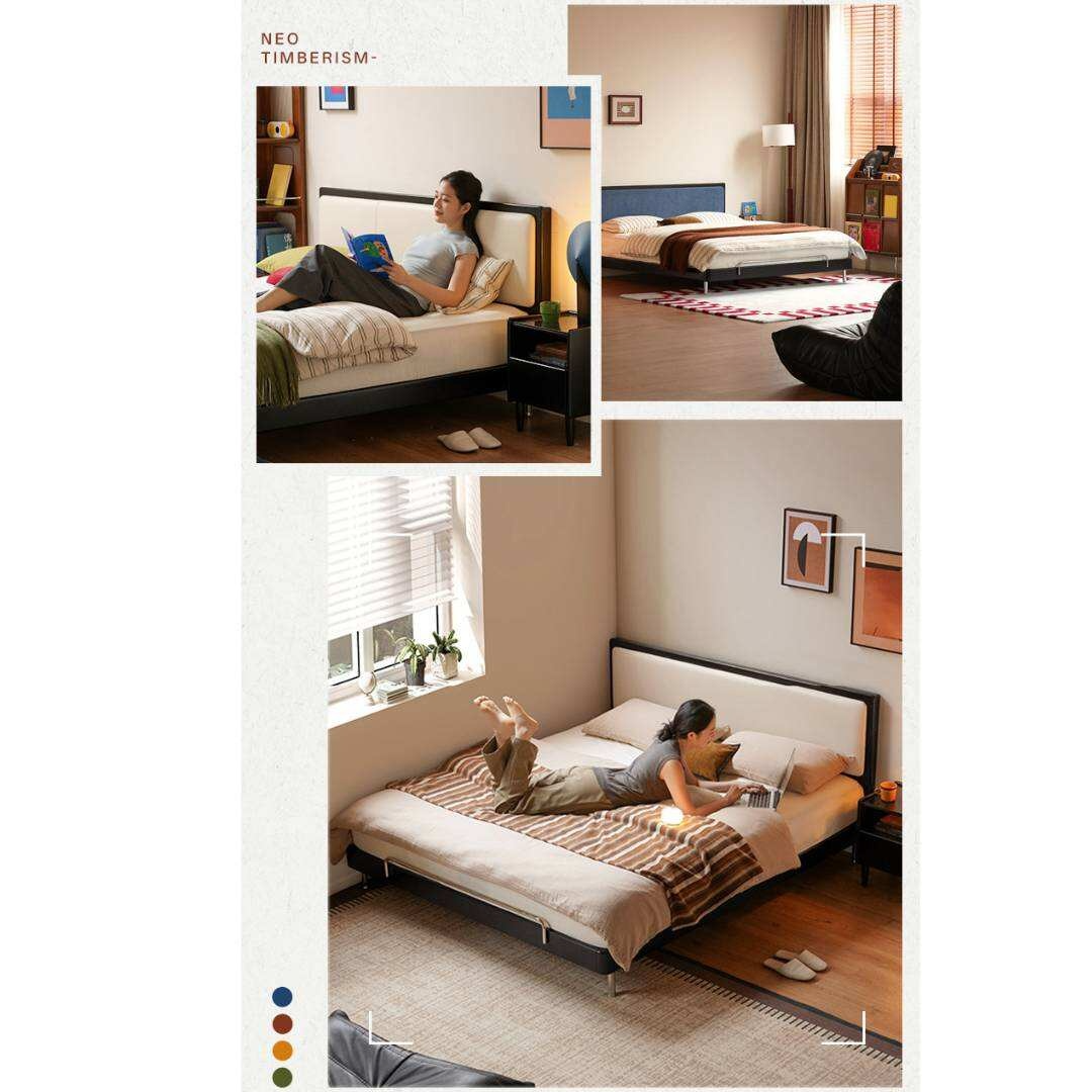 Rubberwood Solid Wood Ancient Style Double Bed