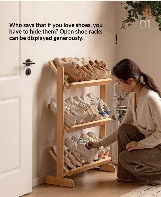 Beech Solid Wood Multi Layer Ultra Thin Shoe Racks