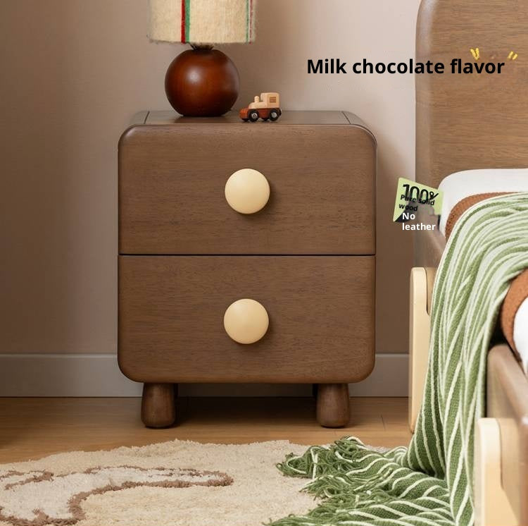 Solid Rubberwood Solid Wood Retro Style Children's Nightstand