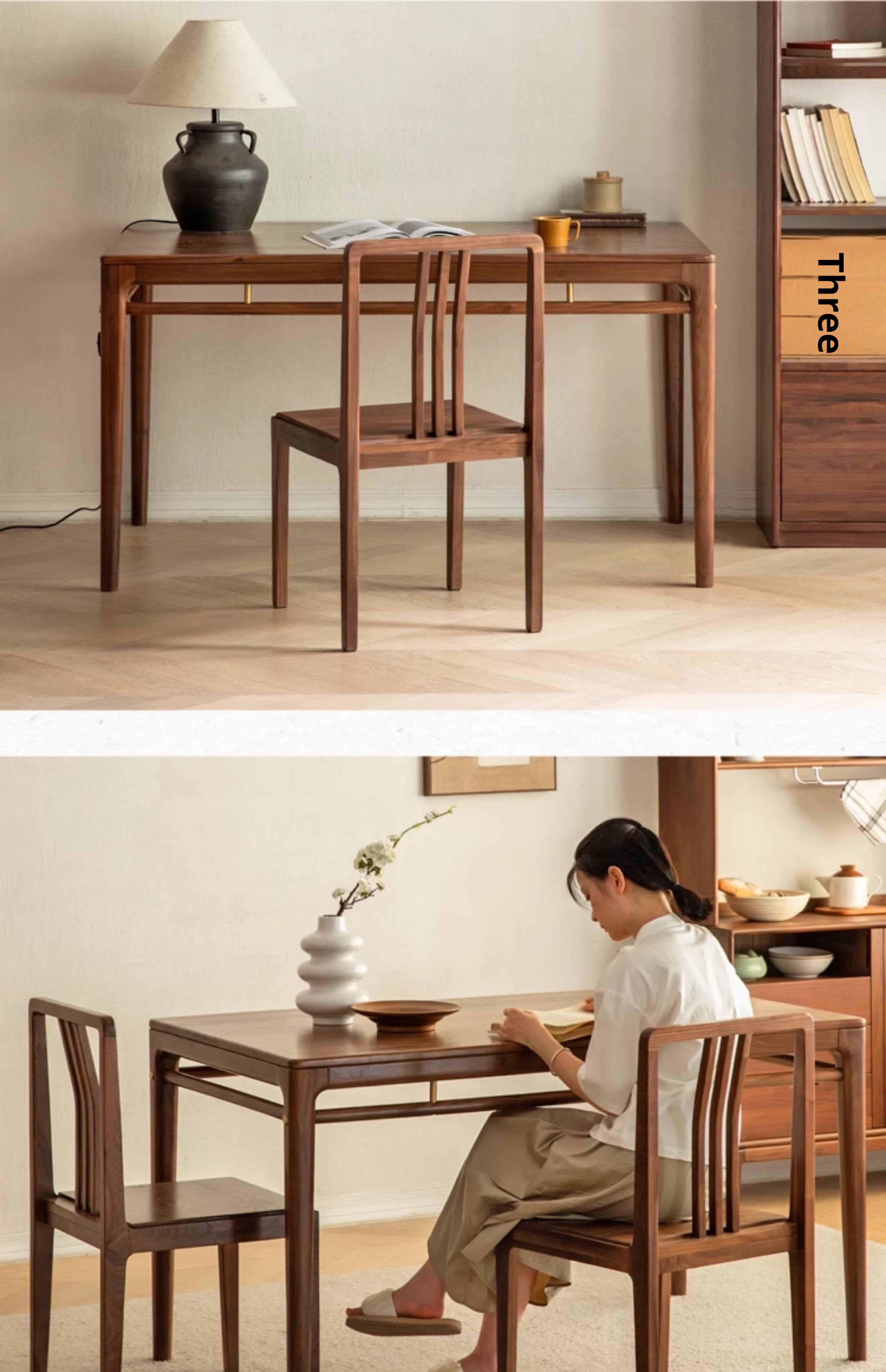 Black Walnut Solid Wood Rectangular Dining Table