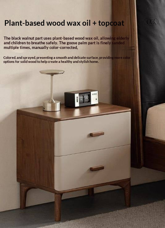 Black Walnut Solid Wood Italian Light Luxury Nightstand