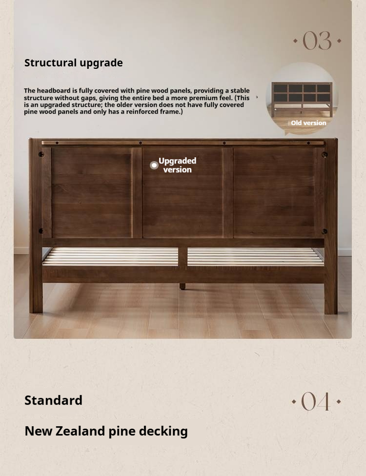 Black Walnut Solid Wood Italian Light Luxury Retro Bed