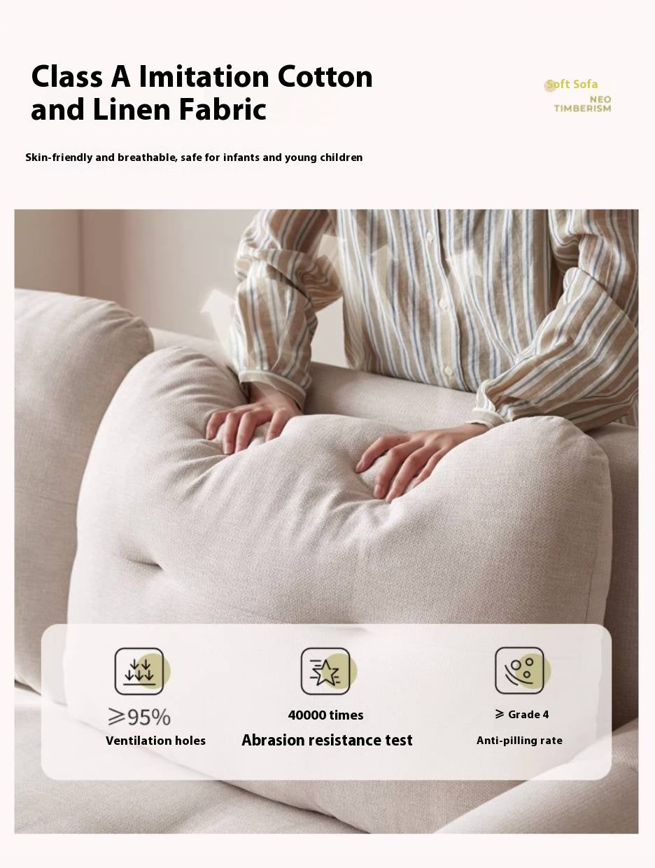 Fabric retractable sofa bed white cream style dual-purpose