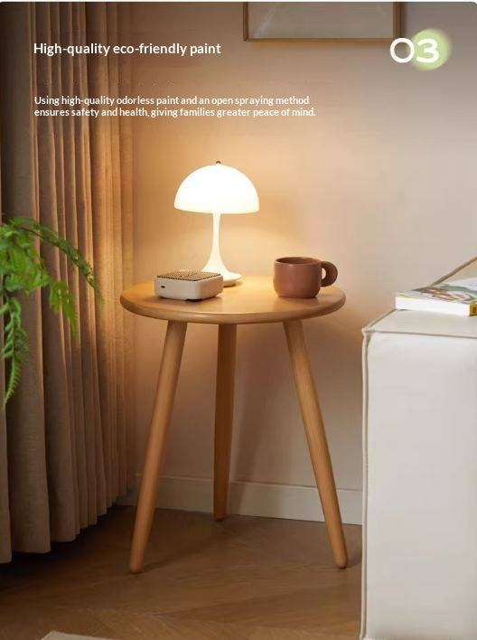 Beech, Rubberwood Solid Wood Small Round Side Table