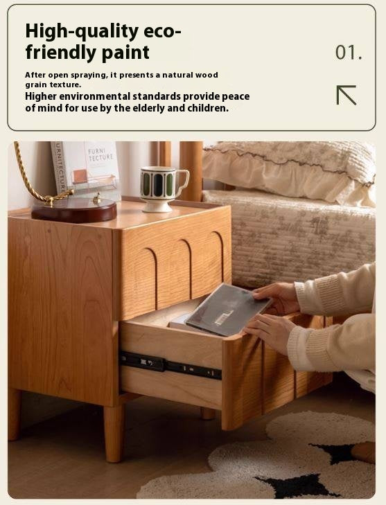 Cherry Solid Wood Retro Nightstand