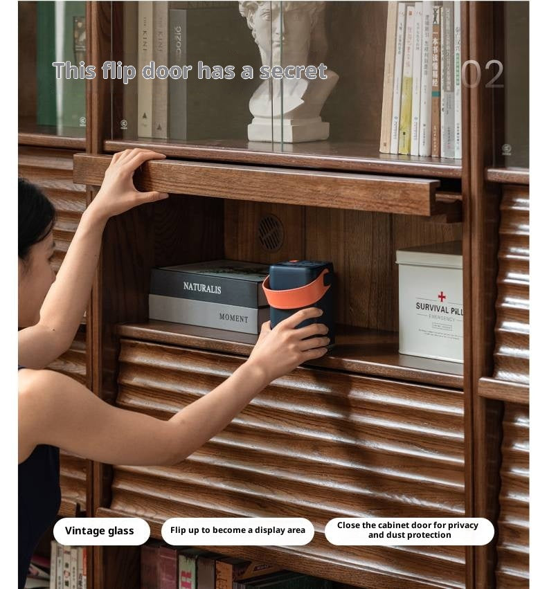 Oak Solid Wood Dustproof Bookcase