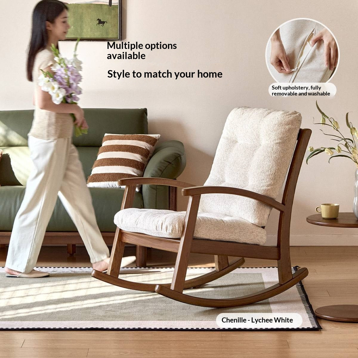 Oak Solid Wood Modern Rocking Lounge Chair