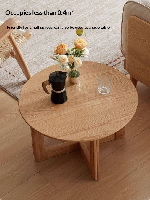 Oak Solid Wood Modern Round Coffee Table