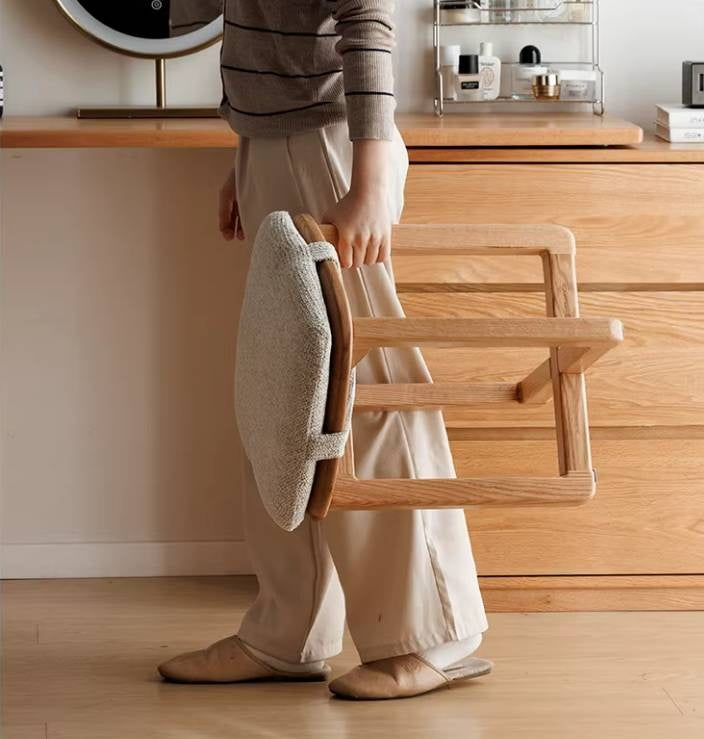 Oak Solid Wood, Rubberwood Solid Modern Simple Makeup Stool
