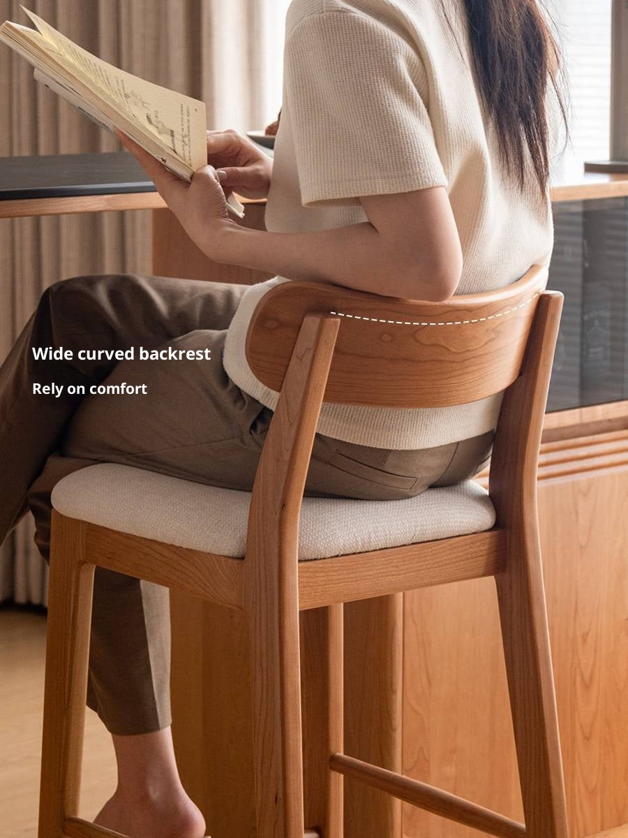 Set 3 pcs Cherry, Ash Solid Wood Modern Bar Stool