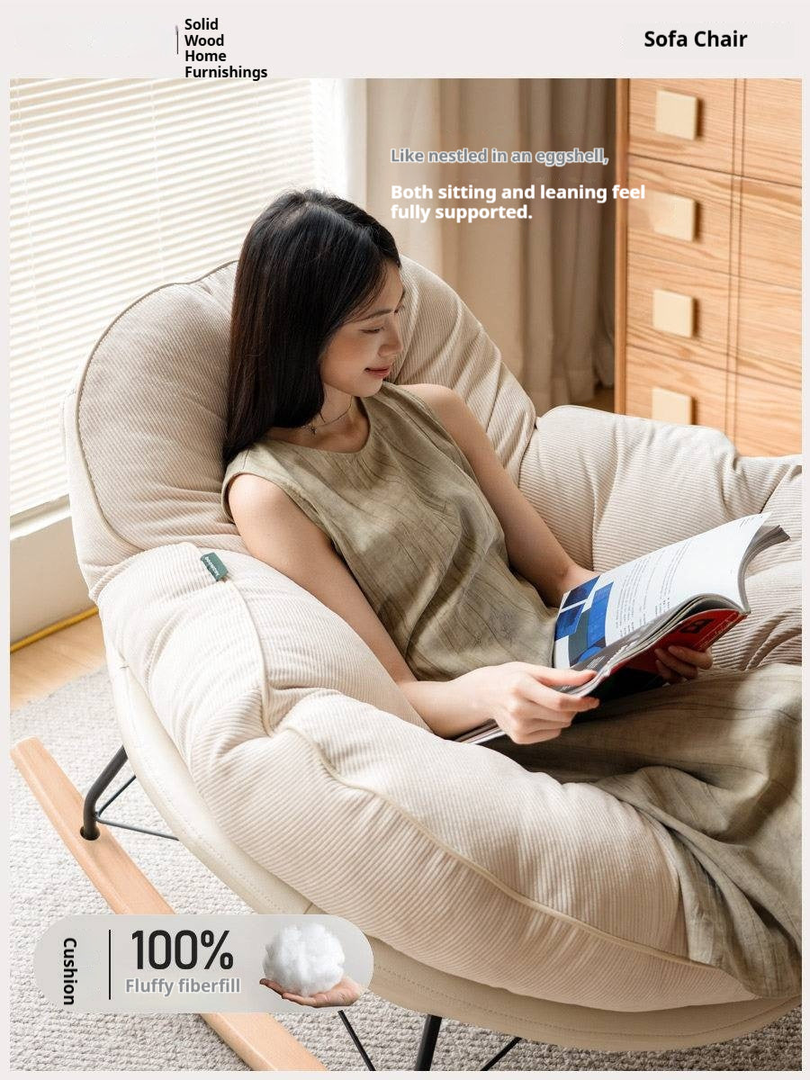 Beech Solid Wood Technology Cloth Casual Rocking Recliner Chair