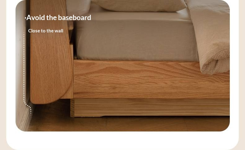 Oak Solid Wood with Upholstered Headboard Luminous Box Bed Cream Style