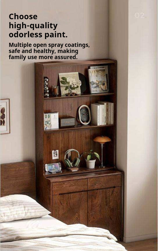 Oak Solid Wood Corner Floor-Standing Free Combination Bookshelf