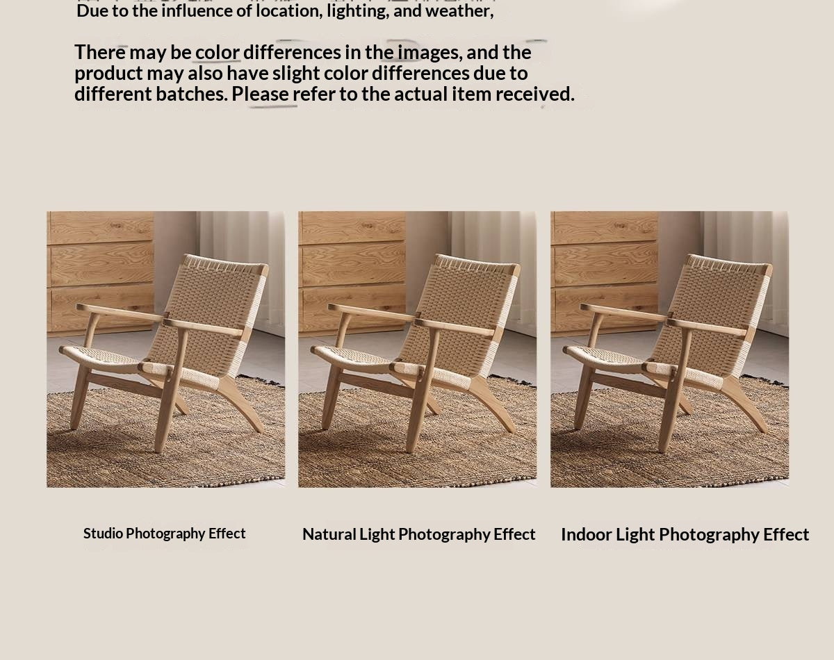Ash Solid Wood Woven Rope Lounge Chair with Backrest