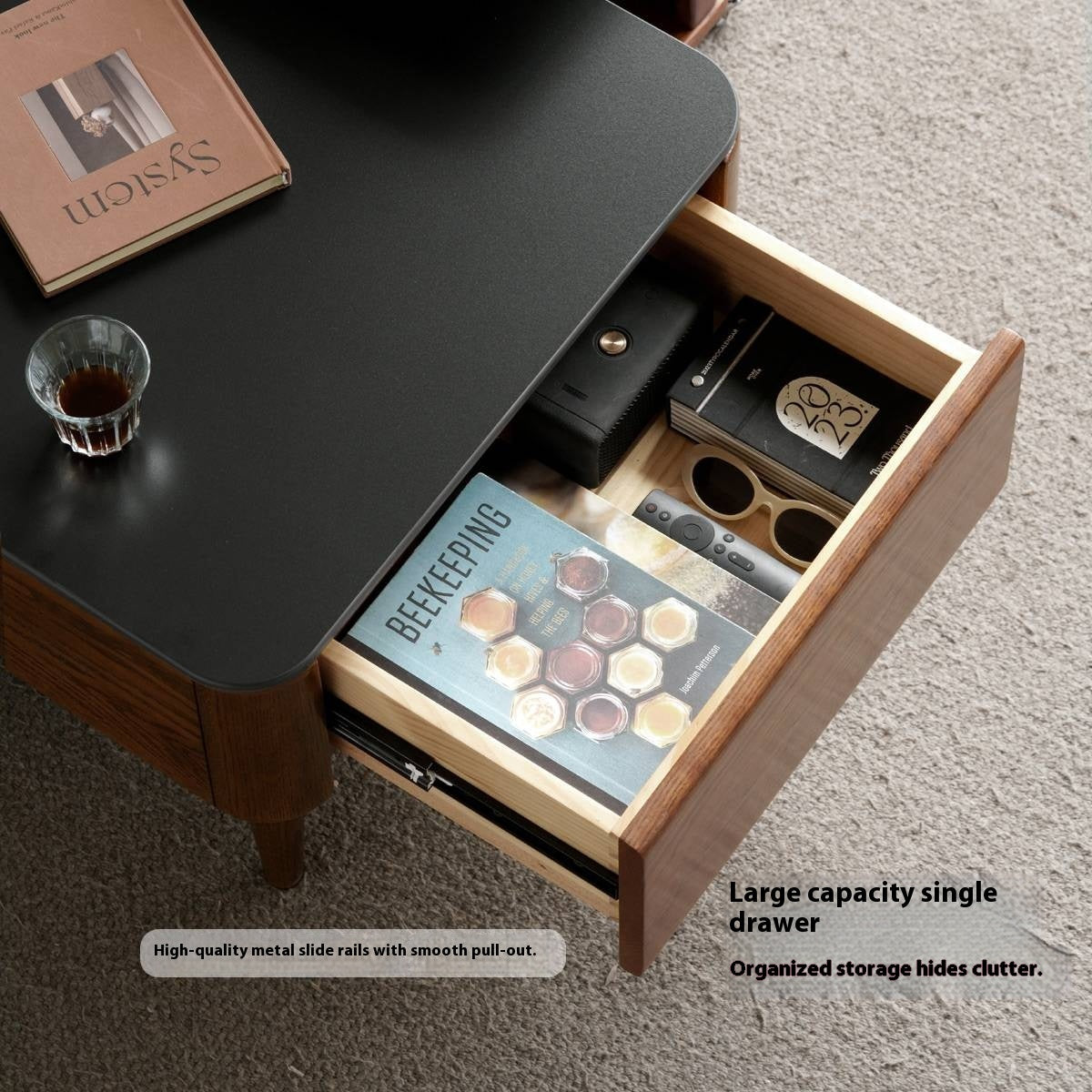 Oak Solid Wood Mobile Coffee Table