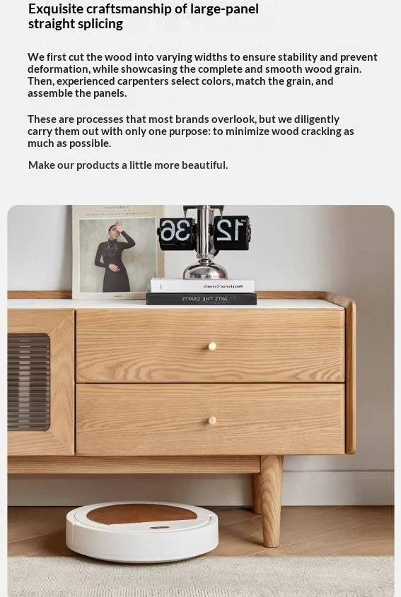 Ash Solid Wood TV Stand Rock Slab.