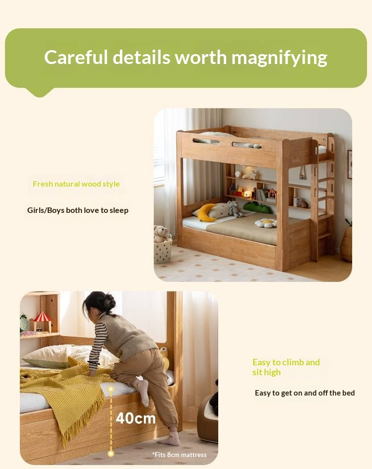 Rubberwood Solid Wood Children's Multifunctional Box Bunk Bed