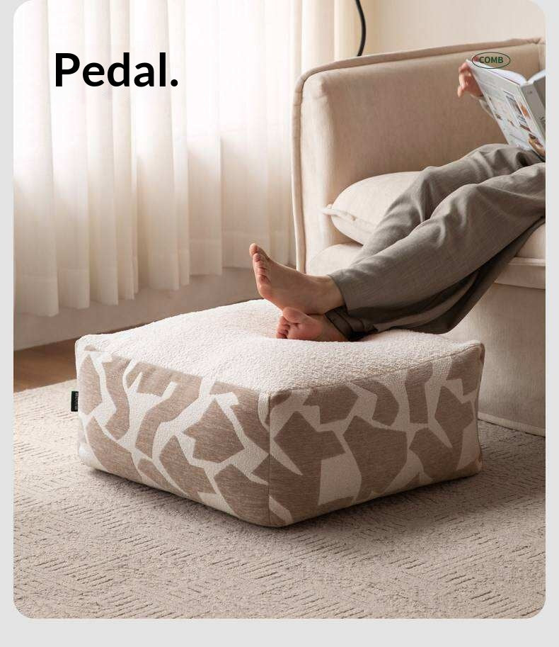 Simple Geometric Fabric Pouf with Washable, Detachable Cover
