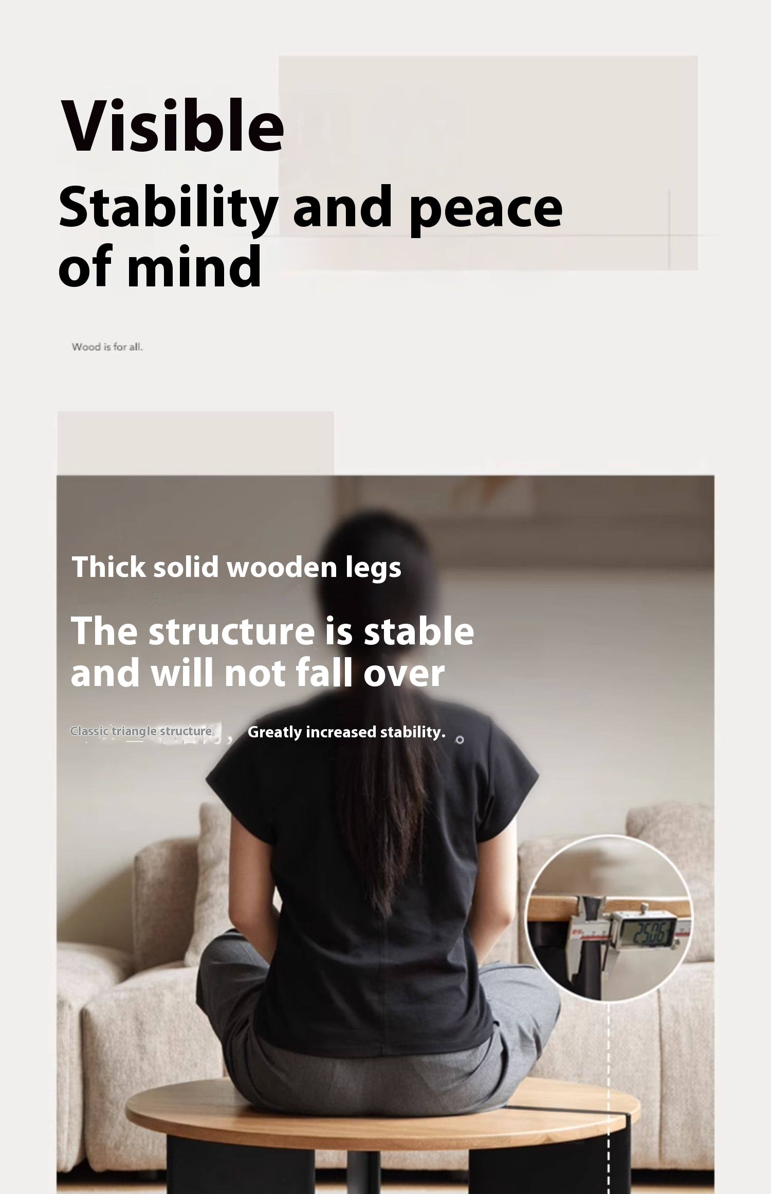 Oak Solid Wood Wabi-Sabi Style Creative Round Coffee Table