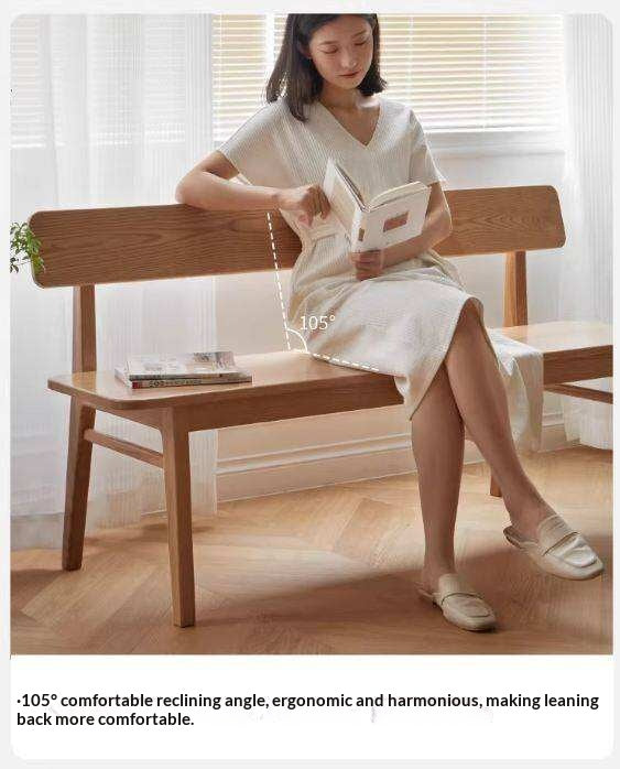 Oak Solid Wood Nordic Long Bench