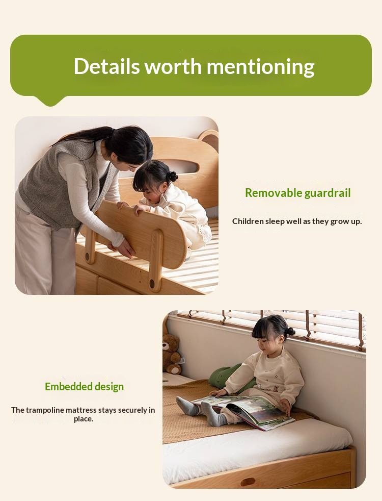 Beech Solid Wood Children's Night Light Storage Loft Bed