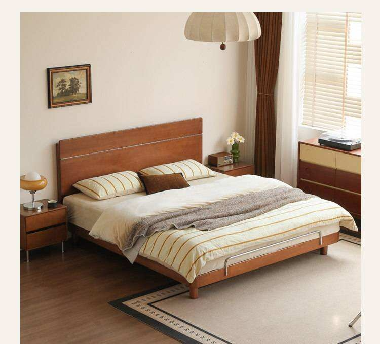 Poplar Solid Wood with High Headboard and Large Board Bed