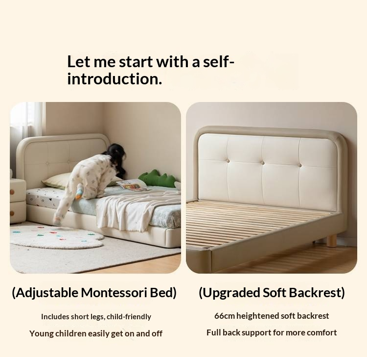 Organic Leather Children's Soft Bag High Headboard Single Bed
