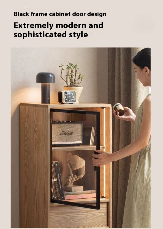 Ash Solid Wood Modern Side Cabinet.