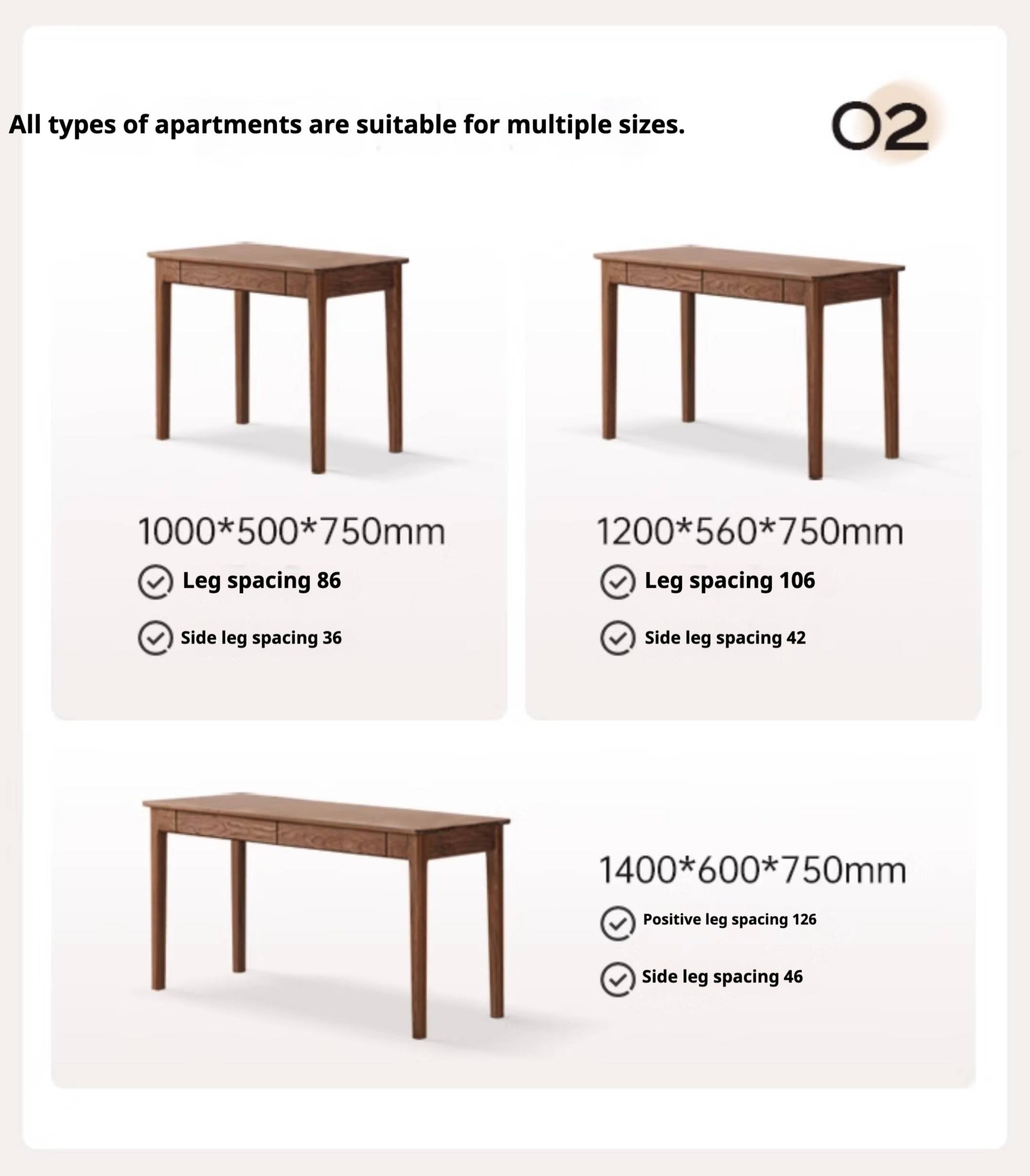 Black Walnut Solid Wood Desk With Drawers