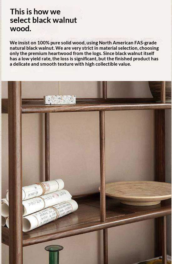 Black Walnut, Ash Solid Wood Bookshelf Combined Bookcase Display Cabinet Wall Shelf