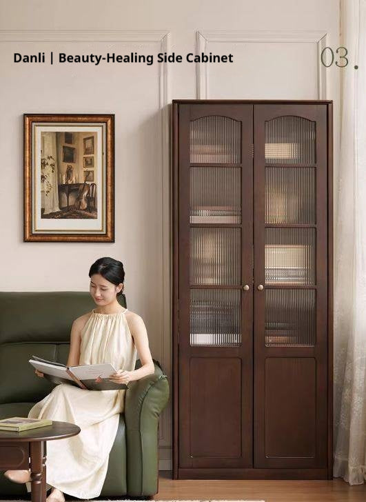 Poplar Solid Wood French Retro Style Floor Standing Display Bookcase