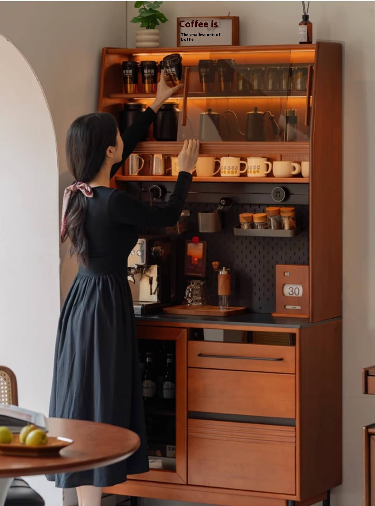 Poplar Solid Wood Antique Style Rock Board Buffet