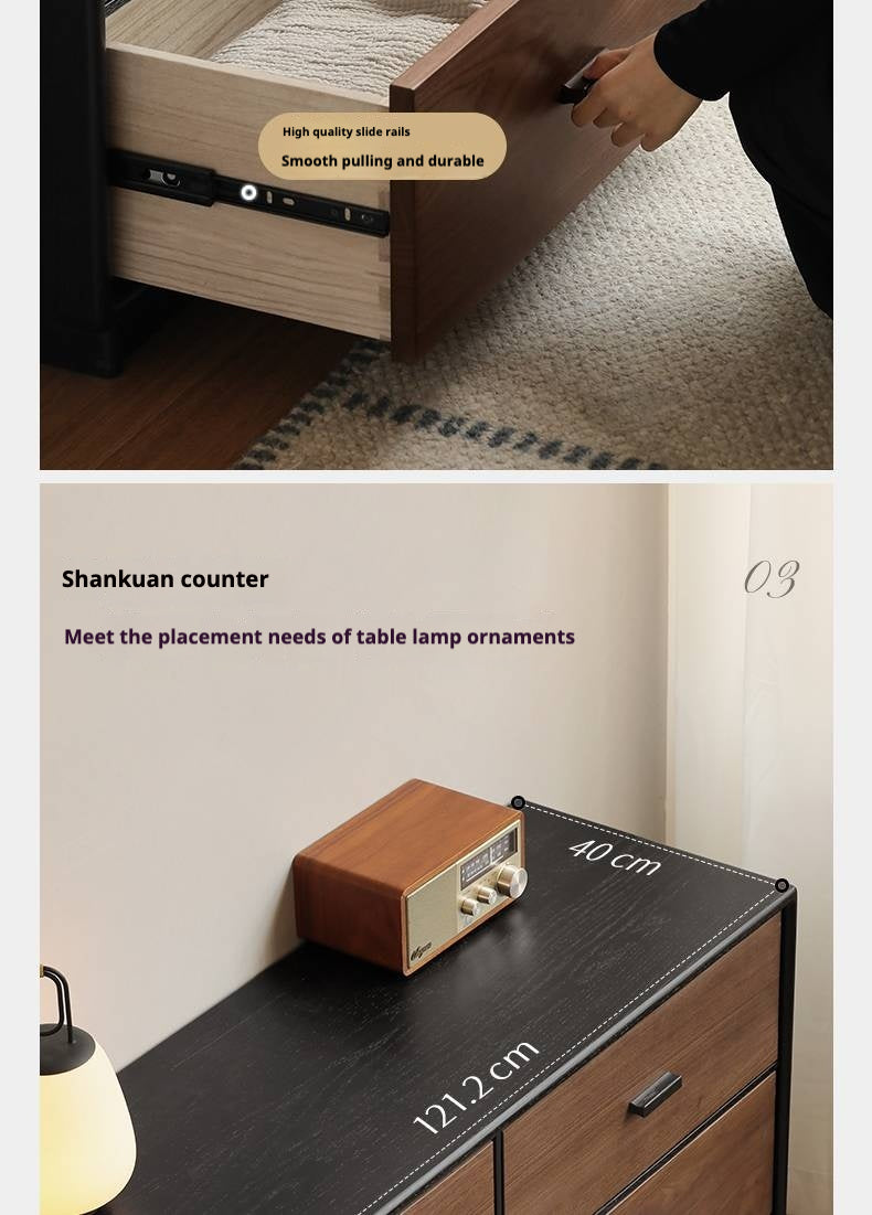 Oak Solid Wood Italian Light Luxury Chest of Drawers.