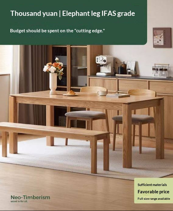 Oak Solid Wood Modern Minimalist Long Dining Table