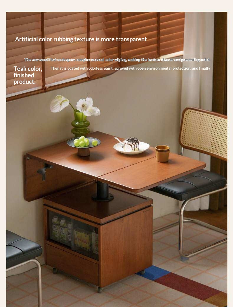 Tulipwood Solid Wood Lifting Coffee Table with Folding Square Top