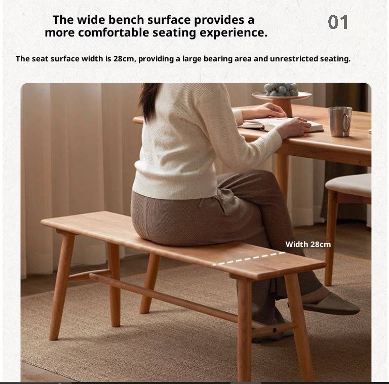 Cherry Solid Wood Bedside Long Bench