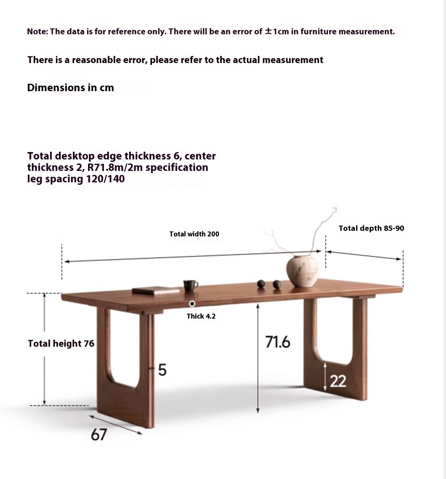 Black Walnut, Sandalwood Solid Wood Wabi Sabi Style Large Board Dining Table