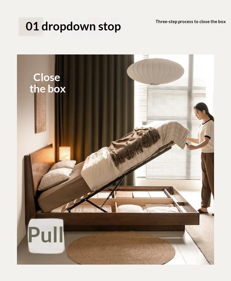 Black Walnut Solid Wood Bed — Italian Light Luxury Suspended Bed