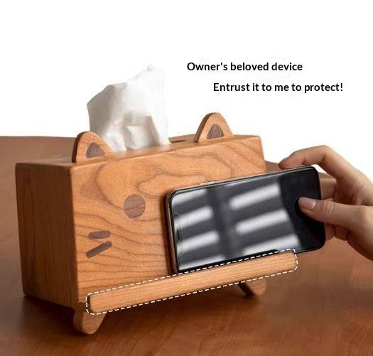 Cherry Solid Wood Tissue Box with Clean Minimal Design