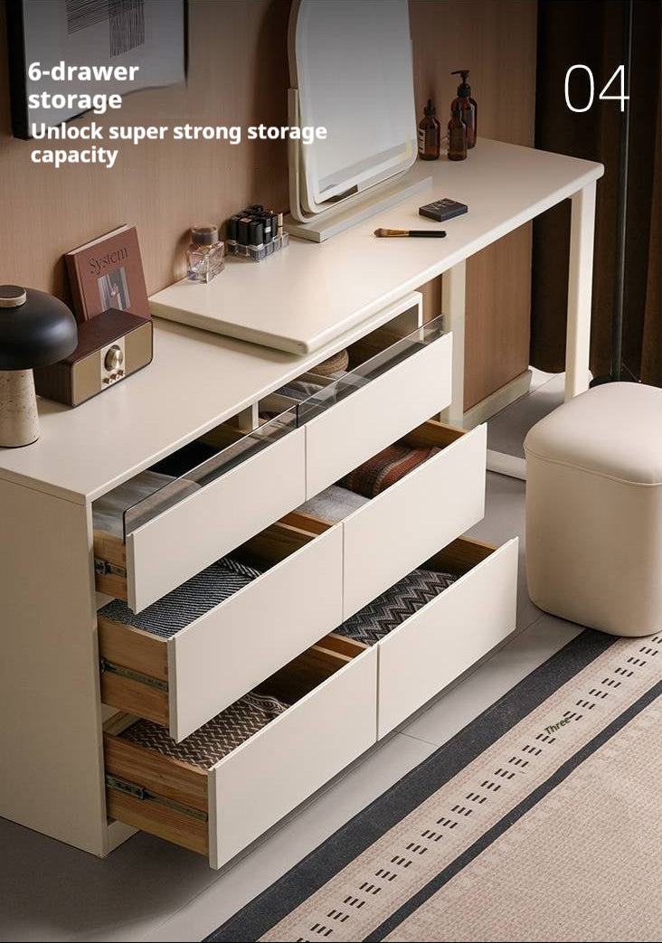 Solid Rubberwood White Cream Dressing Table