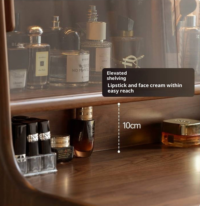 Black Walnut, Sandalwood Solid Wood Light Luxury Multifunctional Dressing Table