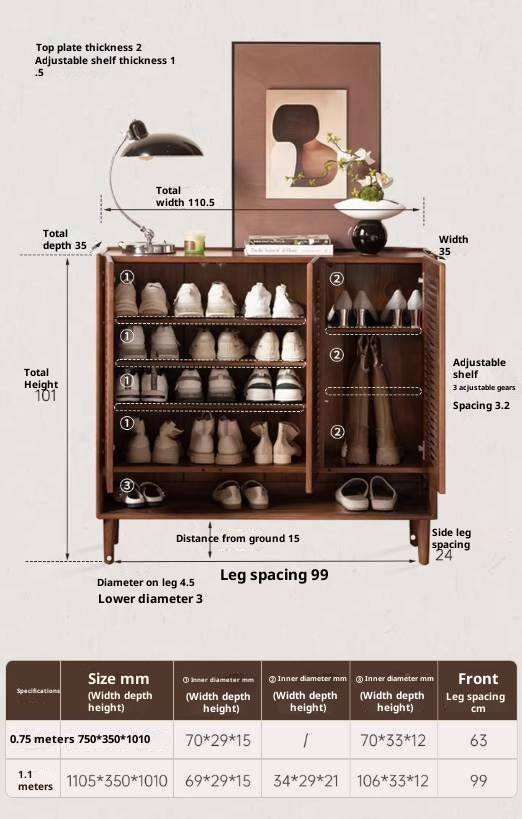 Oak Solid Wood, Rubberwood Solid Shoe Cabinet Entryway Storage Organizer Large Capacity