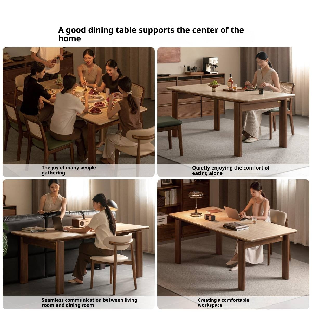 Black Walnut Solid Wood Dining Table Light Luxury Style