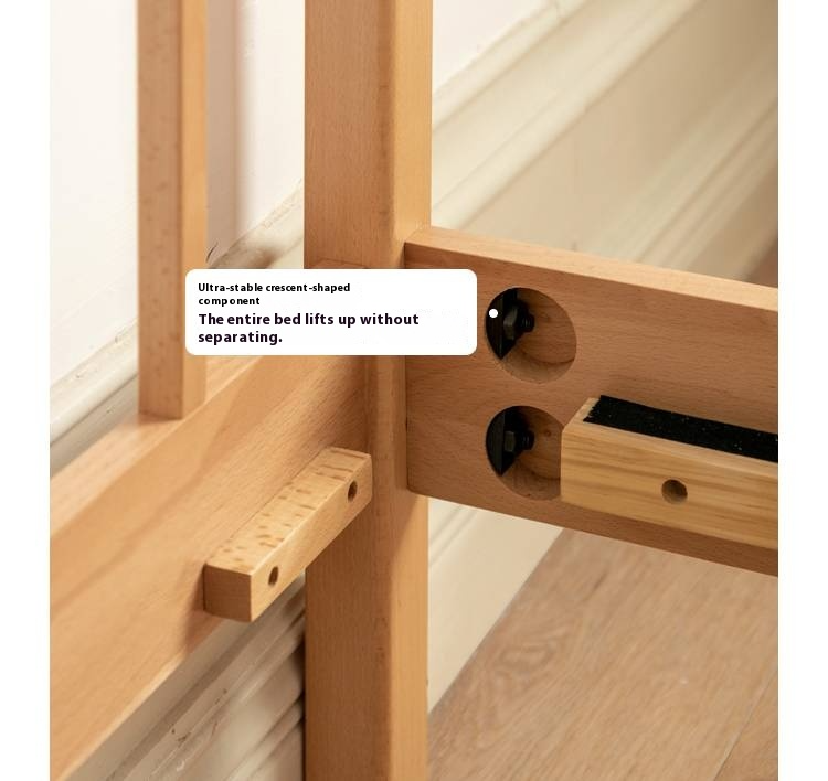 European Beech Solid Wood Bed Modern Simple